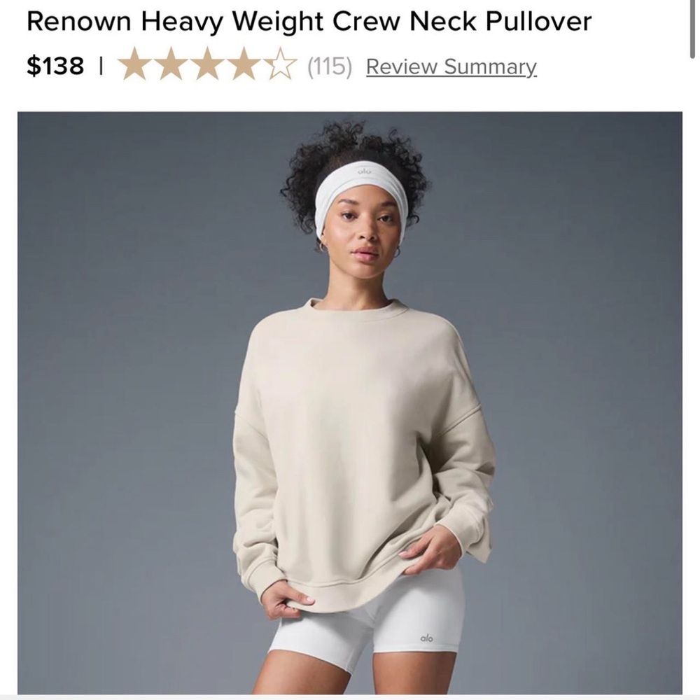 ALO Yoga Beige Crew Neck Sweatershirt